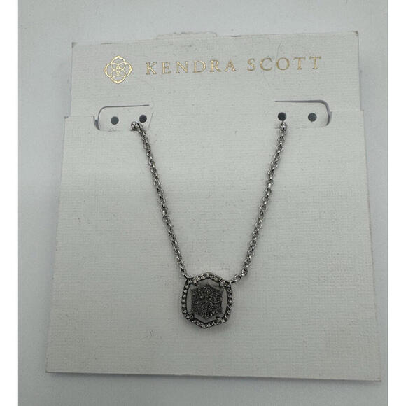 Kendra Scott Jewelry - Kendra Scott Davie Drusy Pendant Silver Black
